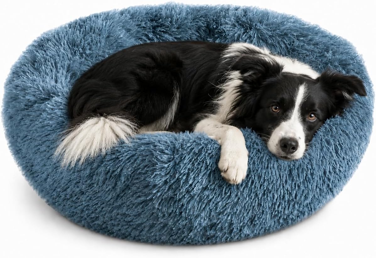 Whiskers & Friends Orthopedic Donut Pet Bed - Navy-Grey