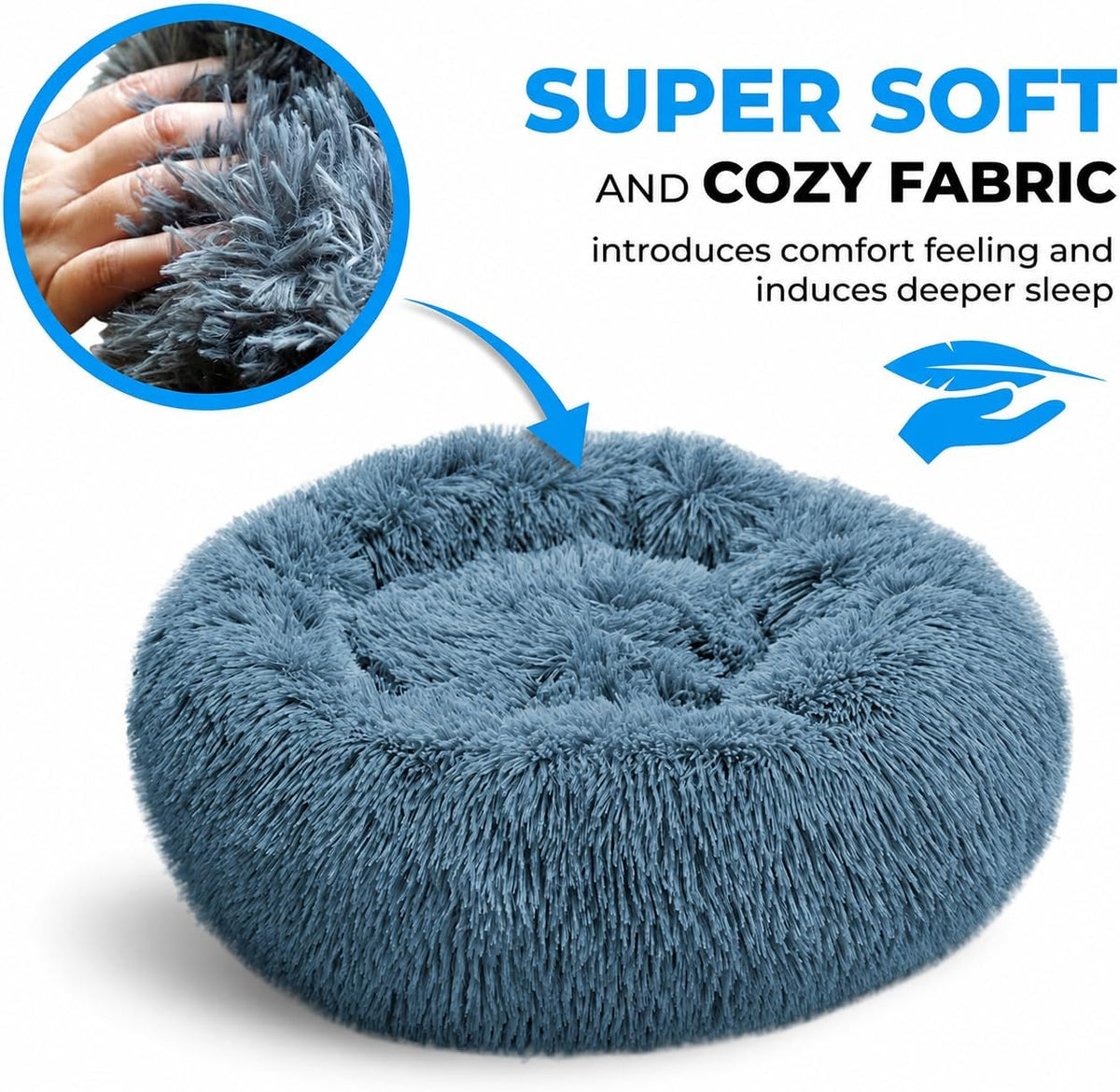 Whiskers & Friends Orthopedic Donut Pet Bed - Navy-Grey